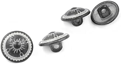 Bezel от 30 Броя Копчета с метална опашка с шарени лъчи. 12 мм (15/32 инча) (Патина от оръжеен метал с бял цвят)