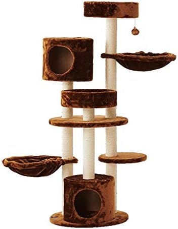 Рамка за катерене за котки BJQZX Големи Дървета за практикуване на Кошачьим спорт - Котешка кула с Когтеточками от сизал, Жердочки,