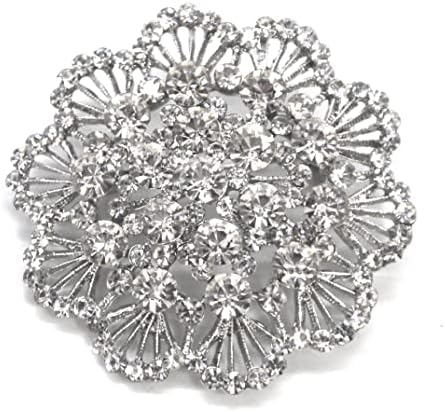 Belagio Enterprises 2-инчов Брошка С кристали в едно цвете, 1 бр., Сребро /Кристал
