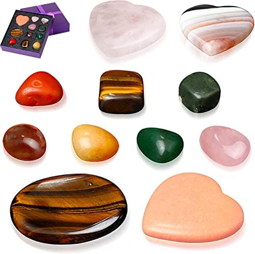 Подаръчен комплект DayNatural seven chakra скъпоценен камък във формата на сърце thumb trouble stone премиум-клас, полиран