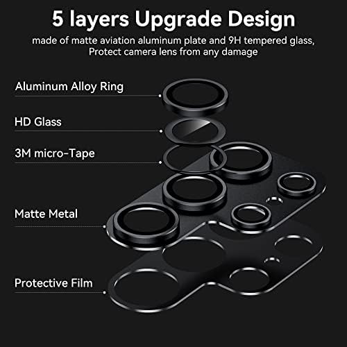 Mansoorr за Samsung Galaxy S23 Ultra Защитно фолио за обектива на камерата, [Пълна защита] Защитно фолио за екран от закалено стъкло