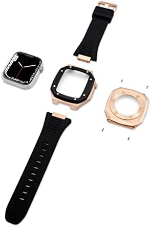 CNHKAU Метален корпус от неръждаема стомана Каишка за Apple Watch Серия 45 мм, 45 мм, 7 Каишка за iWatch Series 6 SE 5 4 Комплект за промяна