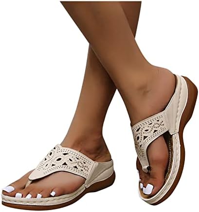 Дамски сандали Shakumy, елегантни ежедневни чехли джапанки с Т-образно каишка, плажни сандали на равна подметка с отворени