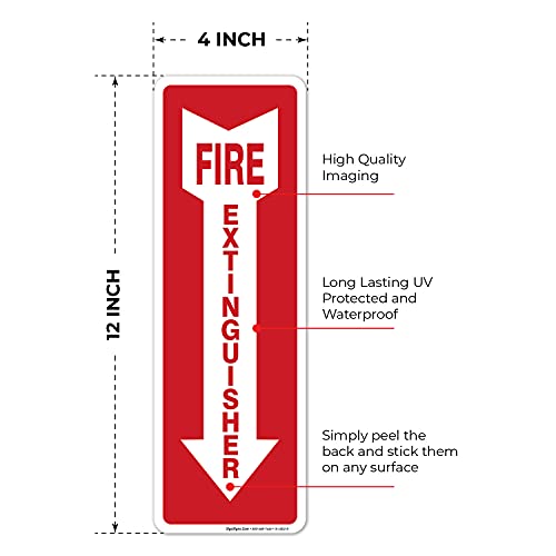 (3 опаковки) Знак пожарогасител, Стикери за пожарогасител, 4x12 инча, 4 Mils Винил, Самозалепващи Трайни етикети-прозорец винетка,