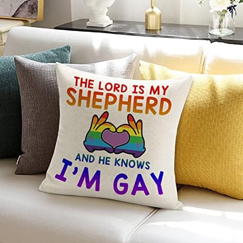 Господ е Мой Пастир, и Той знае, че съм гей, Калъфка за Възглавница, гей-Гордост, Дъгата ЛГБТ един и същи пол Калъф за Възглавници