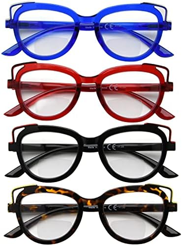 Eyekepper, 4 опаковки Бифокальных Очила За четене, Дизайн Котешко око, двухфокусные Ридеры За Жени +3,00