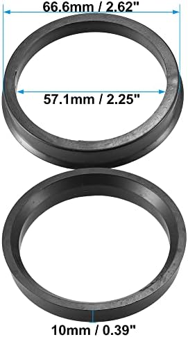 Универсални пръстени за центриране на автомобилни ступиц ACROPIX от 57,1 мм до 66,6 мм, Черно - Комплект от 2