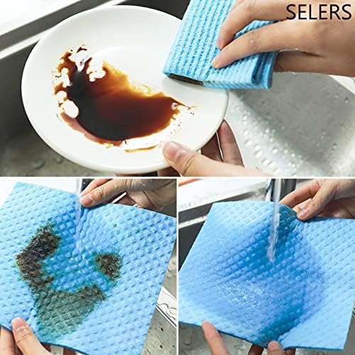 Шведски кърпички за миене на съдове SELERS, 10 X Екологични Биоразградими Целулозни Губчатых Кърпички За миене на чинии, Пере и многократна