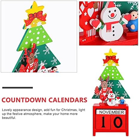 Kisangel Детски Календар за Обратно Броене Блок Календар Дървена Адвент Календар Коледни Пълнители за Отглеждане на Коледа