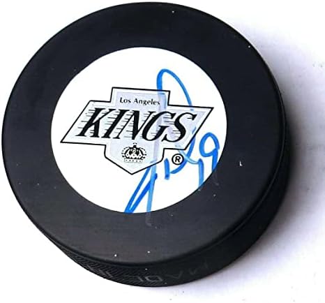 Джон Дрюс Подписа Хокей шайба Лос Анджелис Кингс Блу Инк. е с автограф w / COA - за Миене на НХЛ с автограф