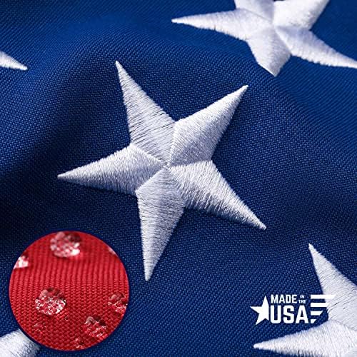 Американски флаг 4x6 Фута Луксозен водоустойчив серия Произведено в САЩ е Изработена от ултра силна полиестер / бродирани Звезди