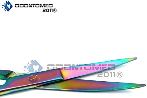 OdontoMed2011 Multi Titanium Color Rainbow Операционни Ножици Sharp /остри 5,5 Извити Ножици Цветове на Дъгата от Неръждаема Стомана,