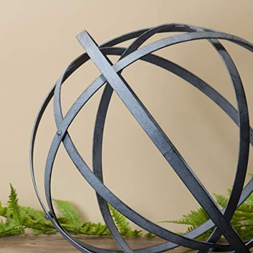 Декоративна Сферична Скулптура Foreside за Дома и градината от Черен Метал с Ожулвания, 42