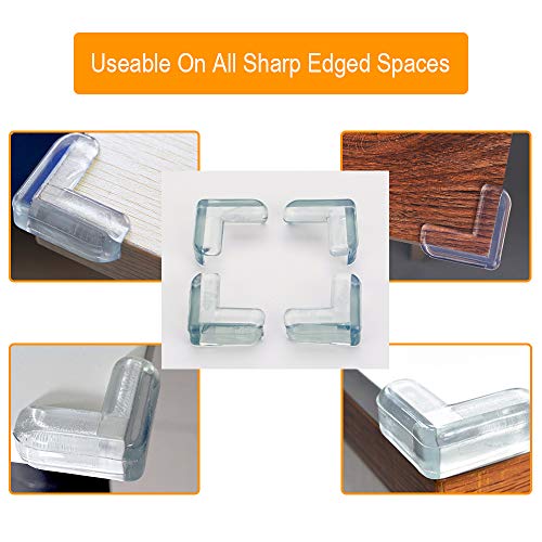 Предпазни ъгли за стъклени маси Baby Clear (12 опаковки), защитни брони за ъгли, high-performance лепило, Ъглова защита за мебели, легла,