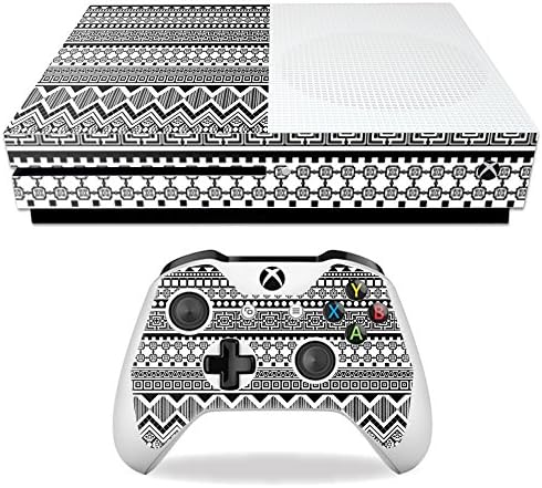 Корица MightySkins, съвместима с Microsoft Xbox One S - Black Aztec | Защитно, здрава и уникална Vinyl стикер | Лесно се нанася, се отстранява и обръща стил | Произведено в САЩ