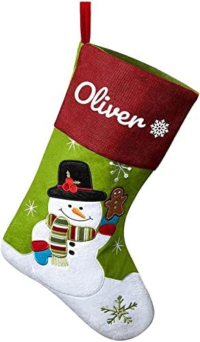 MBETA 18.1 Персонални Коледни Чорапи с име, Обичай Коледна Празнична Украса, Украса за приятелите на семейство в стил Снежен човек (Цвят: