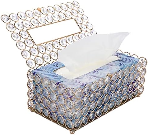 Капак Правоъгълна кутия за салфетки Sumnacon Crystal - Декоративен Стъклен Държач за Кърпички, Искрящи Държач за Кърпички за Лице за Баня,