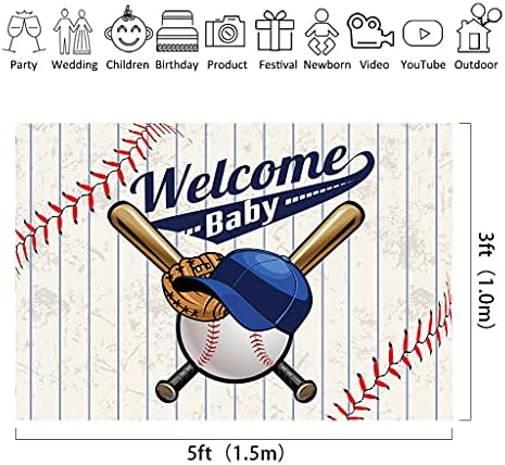 Riyidecor Бейзбол честит Рожден Ден на Фона Момче Деца Спорт Тестото За Новородените на Бял Фон За Снимки Вечерни 8x6 Фута