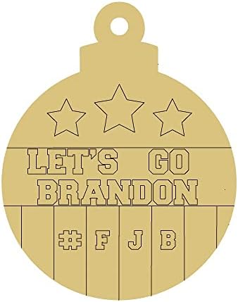 Lets Go Brandon Украшение Дизайн по Подобие на Деколте Незаконченная Дървена рамка, която да Закачалка Коледен Празничен Декор