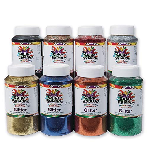 Асортимент от пайети S & S Worldwide Color Splash, ценна опаковка от 8 ярки цвята, 1 килограм. Банките с шейкером, за деца