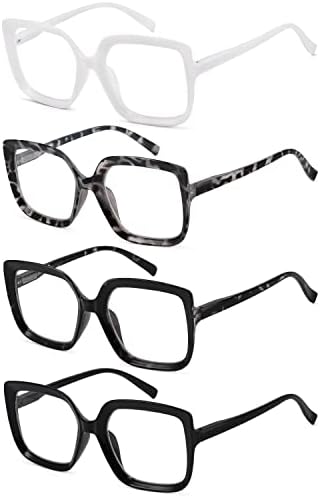 Очила за четене Eyekepper за жени, 4 опаковки Очила за четене в Голяма Рамка, Размерът на Oversize + 3.25