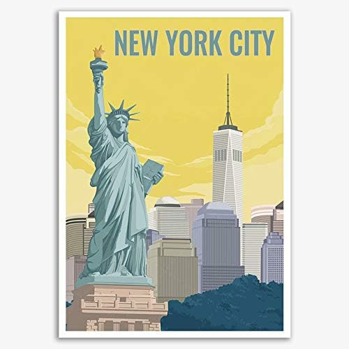 xtvin САЩ, Ню Йорк, Статуята на Свободата, Америка, Ретро Постер за Пътуване, Художествена Печат, Платно, Живопис, Декорация на дома, Подарък