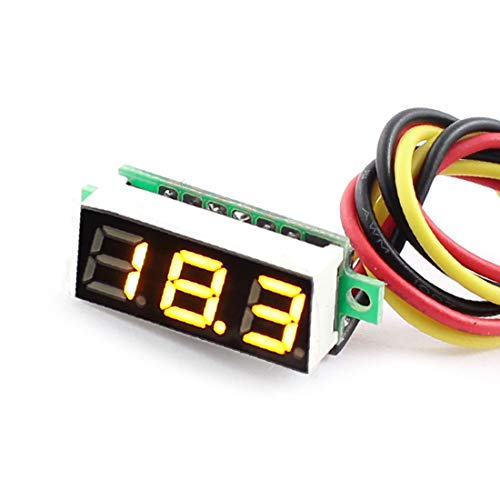 X-DREE 0-100 В Жълто 3-цифрен светодиоден цифров индикатор на напрежение, волтметър (Voltmetro del voltmetro del display digitale