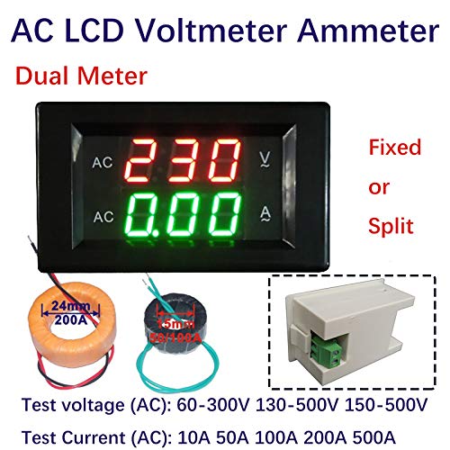 Цифров Мултицет Напрежението Ток LCD Волтметър Амперметър, AC130-500V 50A Напрежение Двоен Панел на Дисплея Измерване на Напрежение
