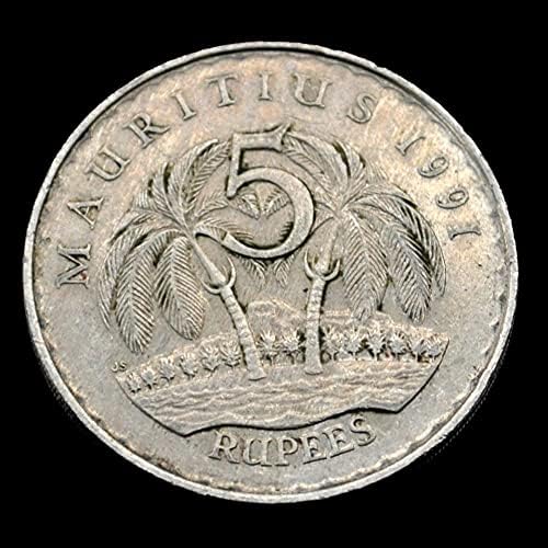 Мавриций Монета в 5 Рупии Година на производство Случаен Символ на кокосов орех Африканска Монета 31 мм Мед Никел KM56 Стар