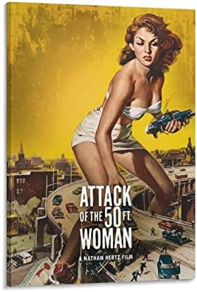 Печат върху платно, Постери от филми Атаката на 50-метровата жена Плакат Картина върху Платно, Постери И Щампи Стенни Художествени