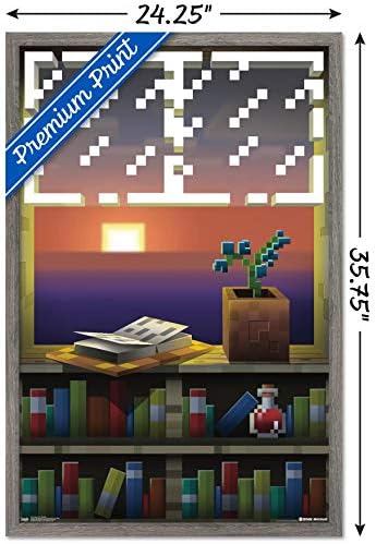 Международен плакат Trends Minecraft - Прозорец на стената, 22.375 x 34, Версия в рамка от Барнвуда
