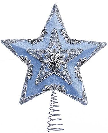 Върхът на дървото Kurt Adler Pale Star, 13.5 инча, Синьо-сребрист
