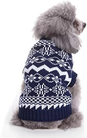 Класически Коледен Пуловер за Малки Кученца Теди от Памук, Ръчно изработени, Тканая Риза за малки Кученца, Топли Зимни Екипировки,