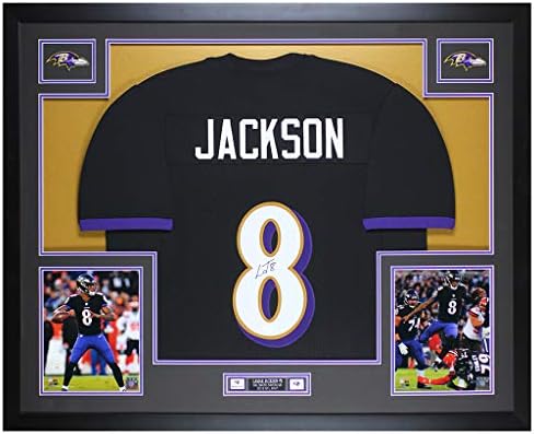 Черна риза от Балтимор с автограф на Svetli Джексън - В красива матирана рамка - Подписана на Джексън от ръцете и е сертифицирана
