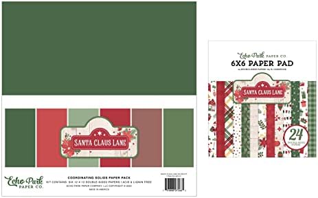 Комплект за събиране на хартия Echo Park: Плътна хартиена опаковка Santa Claus Lane 12 x 12 + Двустранен хартиена опаковка Santa Claus Lane