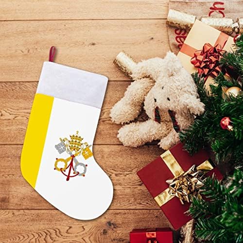 Флаг на Ватикана Коледни Чорапи Отглеждане на Коледна Елха Дядо коледа Декорации Висящи Украса за Камината Празник 16,5