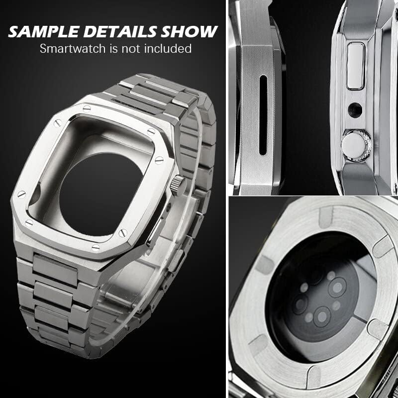 CNHKAU Луксозен комплект модификация на Apple Watch Band Case 45 мм 41 мм/40 мм 44 мм, метален корпус за часа iWatch Series 8 7 6