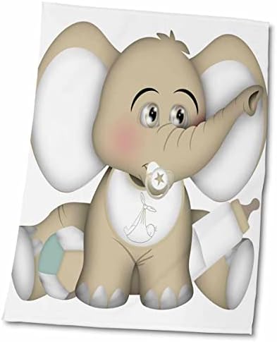 3dRose Сладък бежово-бели един слон теле с бутилка и соской - Кърпа (twl-222569-2)