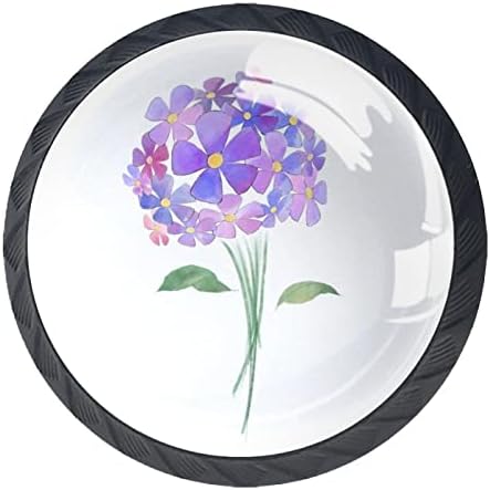 Цветя Дръжки на Кухненски шкаф Дръжки на Гардероба Кристално Стъкло Гардероб Дърпа Черно 4 Опаковки