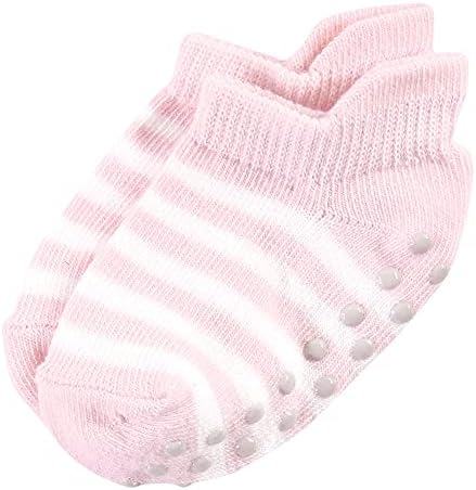 Детски чорапи от памук Посетени by Nature с нескользящим изземване, за защита от падане, розово-черно, 6-12 месеца