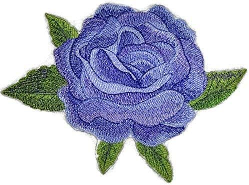 Обичай и уникални акварели цветя и пеперуди BeyondVision [Акварел Синята роза], бродирани желязо нашивке [5,4 * 4,85] [Произведено в САЩ]