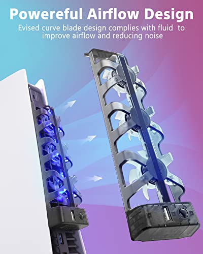 Охлаждащ вентилатор за PS5 - Външен високоскоростен и Безшумен вентилатор-охладител със синя led подсветка за Playstation 5 Disc и