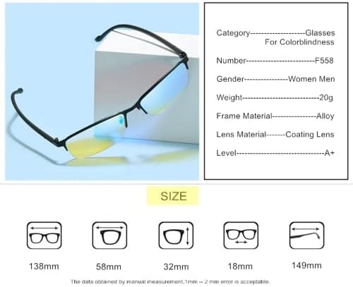 Очила за далтонизъм - Подобрени высококонтрастные очила за далтонизъм - Леки Очила за корекция на далтонизъм за мъже и жени - (Червено-зелено