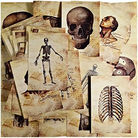 Хартия за декупажа с виртуален скелет Vilikya за ненужни списания, консумативи, 55 бр. Декорация за по-Тъмна Академична стая Колаж за Стена,