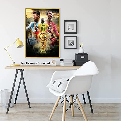 Плакат със Звезда на световното Първенство по футбол Кристиано Роналдо и Лионел Меси, Платно, Плакат, Мотивирующий Спортен