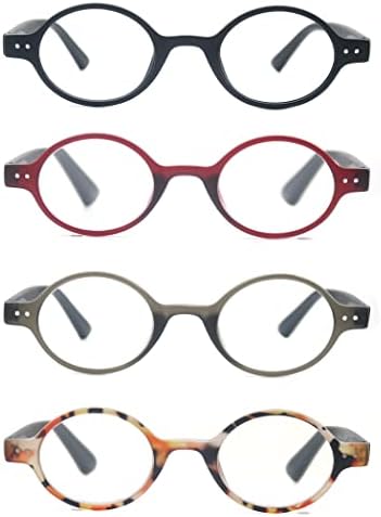 Очила за четене OLOMEE, Женски, Мъжки, Сладки Кръгли Очила За четене, Четец + 1,00, Стилни, Леки Очила За четене, 4 опаковка, Удобна за