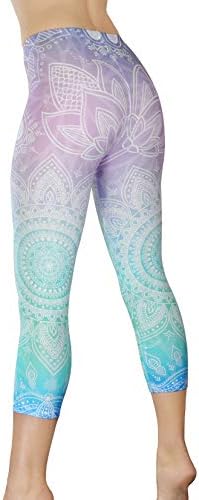 Удобни панталони за йога - Капри за тренировки - Гамаши за тренировки с висока талия за жени - Леки и Гамаши за йога с принтом
