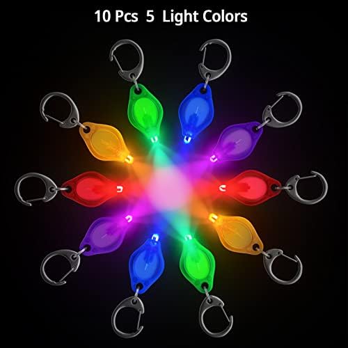 Мини Led фенерче-ключодържател RISEMART, Светъл Малка лампа, Опаковка от 10 ярки многоцветни led прожектори-ключодържатели,