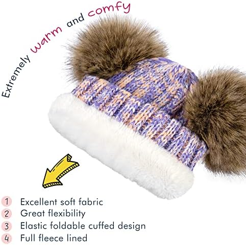 Зимни шапки Simplicity Kids за момчета и Момичета, Лилаво-Оранжево и Розово-жълти