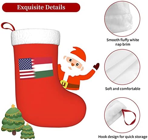 Коледни Чорапи с Флага на сащ и Унгарският Флага TZT, Подаръци за Коледно парти за семейни Празнични украси 18 Инча